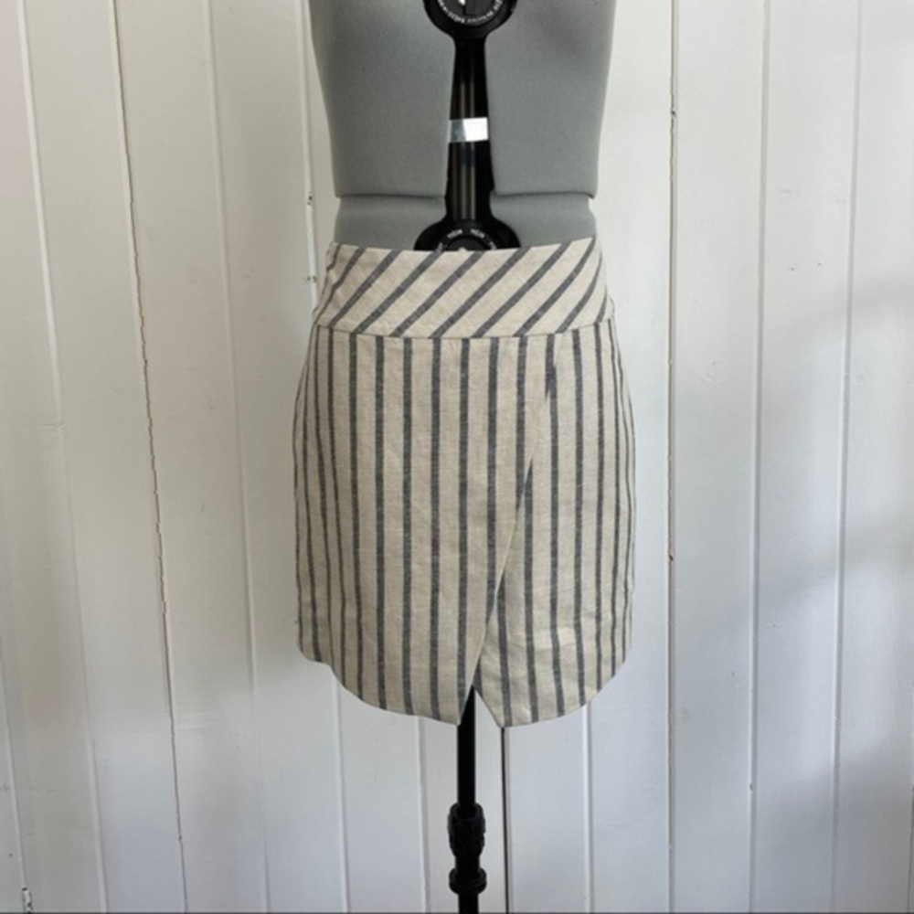 J Crew Linen Striped Asymmetrical Crossover Wrap Skirt​​​​